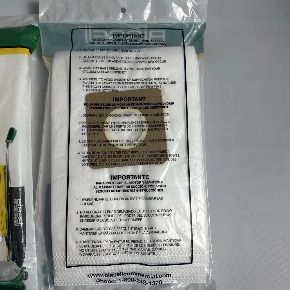 Bissell Big Green Commercial Refill Bags 8 Bags Total Vacuum Cleaner bag NEW